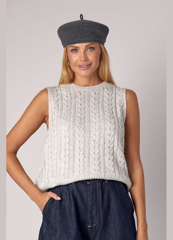 Вязаная жилетка в косички с вырезом на спине 6567 Lurex (315810337)