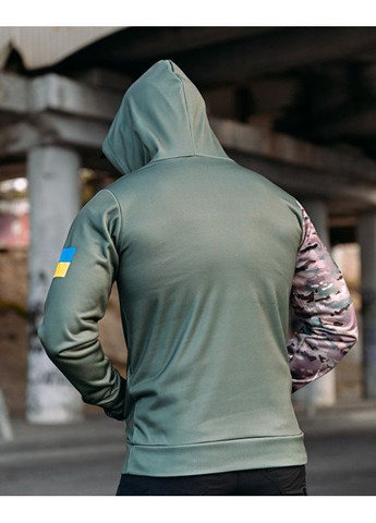 Тактичне чоловіче худі на флісі з принтом олива No Brand (364188816)