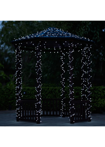 Новорічна гірлянда вулична 30 м 300 LED з сонячною батареєю чорний провід Білий SB300L30MBW Jooki (366037856)