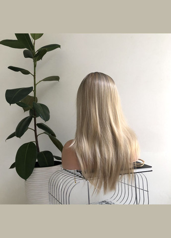 Перука омбре блонд з косим чубчиком 45 см (4821) KITTO HAIR (291882333)