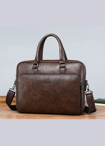 Чоловіча сумка для документів А4 чоловічий портфель ділової для паперів Темно-коричневий, 390.0 Jeep (308046557)