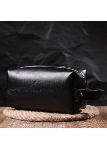 Чоловічий шкіряний несесер на блискавці Україна 16767 великий 22.5х12х11 см чорний Grande Pelle (333662574)