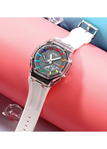 Жіночий спортивний годинник 2100 (Білий з сірим циферблатом) Skmei (314483815)