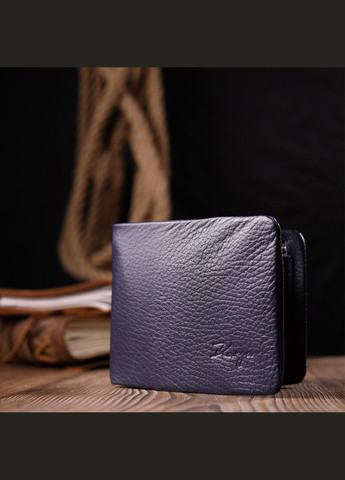 Оригінальне чоловіче портмоне із зернистої шкіри 21062 Синій Karya (366288845)