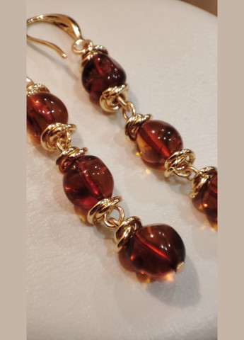 Сережки 2468 з натурального бурштину Медовий відтінок MINOV (311310503)