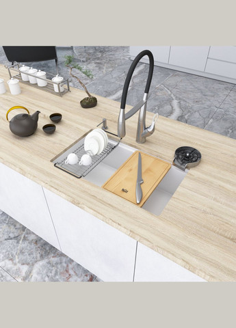 Біла мийка на кухню під стільницю 1.5 мм з нержавіючої сталі NW-7042 Nett (336935142)