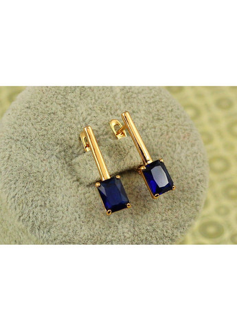 Серьги подвески Прима с синим камнем 2,2 см золотистые love-shopping Xuping Jewelry (354659241)