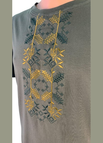 Хакі (оливкова) футболка love self кулір хакі вишивка соняшник р. s (44) з коротким рукавом 4PROFI