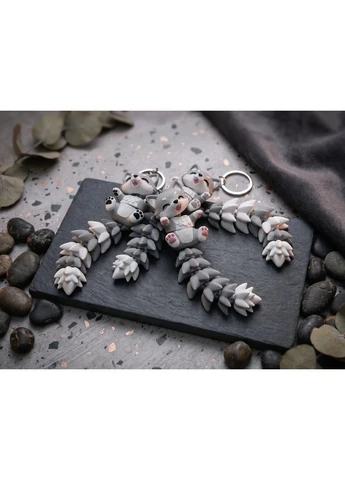🐺🔑 Брелок «Милый Подвижный Волк (Fluffy Tail Cute Flexi Wolf – Toy / Keychain)» 10 см 3D-печать No Brand (400935037)