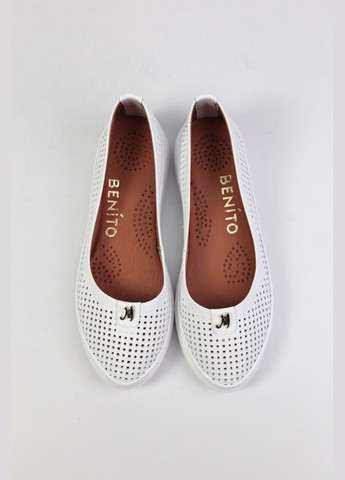 Женские балетки Benito | белые однотонные натуральная кожа (335007186)
