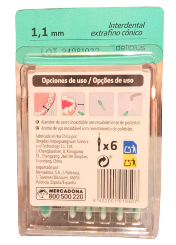 Набір міжзубних йоржів Extrafino 1.1 мм 6 шт. Interdental extrafino Deliplus (307364257)