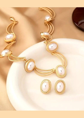 Комплект біжутерії Кольє-чокер и сережки перлинні намистини No Brand (339679823)