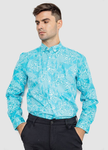 Голубой классическая рубашка с цветами No Brand