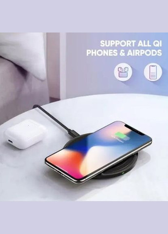 Бездротова зарядка ED032 10W Qi Wireless Charging Pad Чорний Ugreen (297331083)