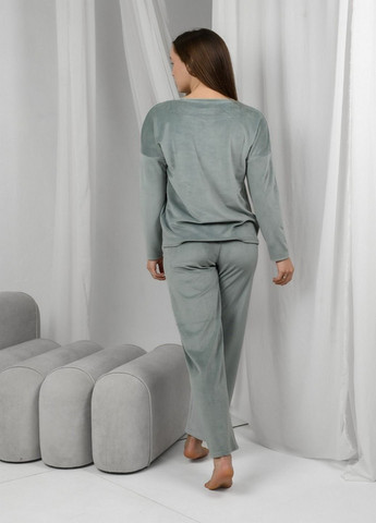 Оливковая женский велюровый домашний комплект N.EL.