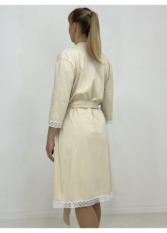 Женский комплект с кружевом (ночная рубашка + халат) Pars 52 Кремовый (29648747-5) Triko (316502729)