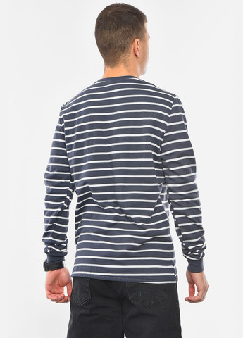 Темно-синий свитшот мужской полубатальный на флисе темно-синего цвета Let's Shop полоска без декора (306614421)