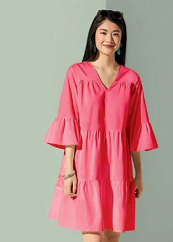 Рожева повсякденний, кежуал сукня оверсайз а-силуету воланами кльош, а-силует, оверсайз Esmara однотонна