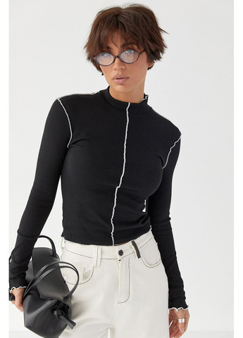 Лонгслив в рубчик с контрастными швами наружу Lurex (370379898)