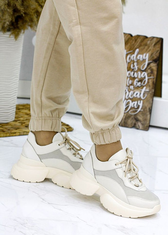 Жіночі кросівки з натуральної шкіри (хутро) бежевого кольору 35837 Fashion бежеві зими (367111388)