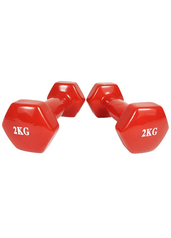 Гантель для фітнесу 2.0 кг із вініловим покриттям червона EasyFit (362440989)