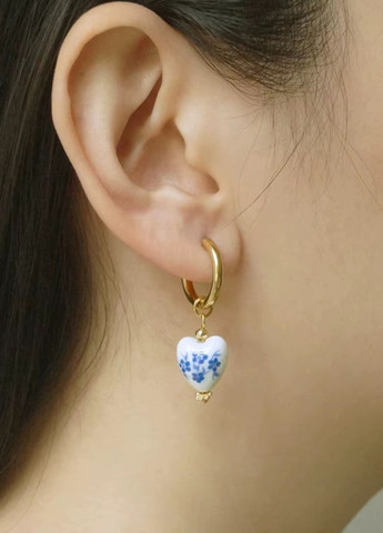 Серьги женские с голубым цветочным узором No Brand (323017291)