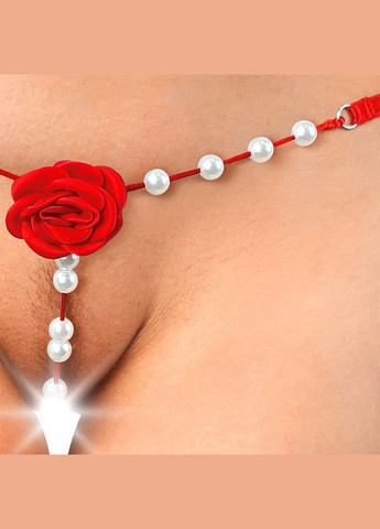 Сексуальні трусики з перлами та трояндочкою Aurora червоні, розмір XS-M Art of Sex (292862858)