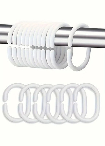 Шторка для ванної та душу 180x180 см, штора для ванної з гачками, прозоро-біла зі сріблястим принтом No Brand (369802687)