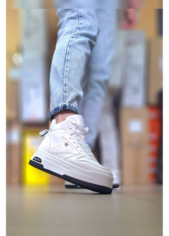 Білі жіночі зимові на хутрі теплі зі змійкою та еко шкірою на платформі Viki кросівки білі зими (366062896)