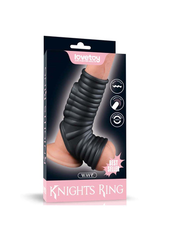 Насадка на пенис Vibrating Wave Knights Ring with Scrotum Sleeve Black Lovetoy (291443771)