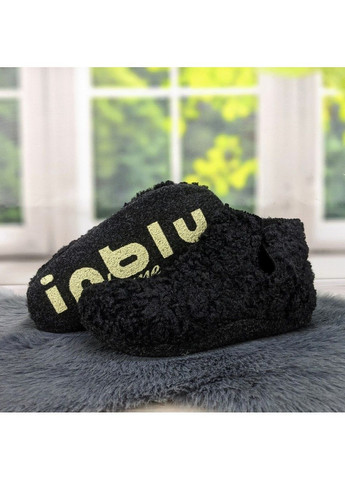Черные тапочки чуни женские меховые высокие Inblu