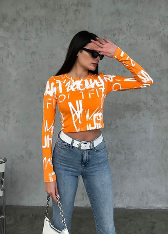 Оранжевая летняя футболка с длинным рукавом Forstime