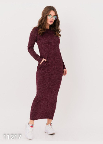Бордовое повседневный платья силуэтная ISSA PLUS меланжевое