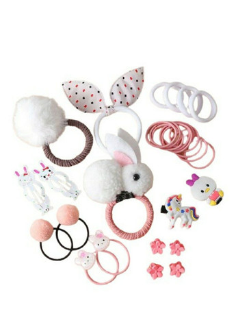 Набор детских заколок резинок украшений подарок для девочек Белый заяц PRC (264913965)