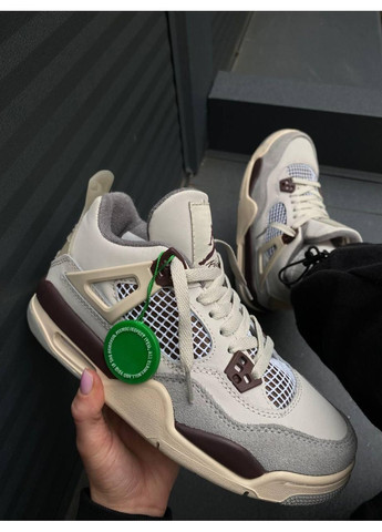 Бежевые демисезонные кроссовки мужские nike air jordan 4 retro maniere найк аир джордан No Brand