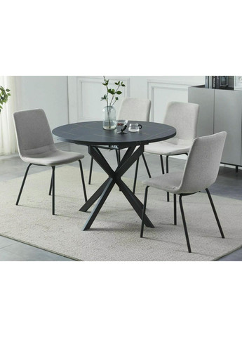 Стол обеденный раскладной GASTON Эффект Мрамора / Черный мат Диаметр 100(135)X100 GASTONCMAC100 Signal (372178253)