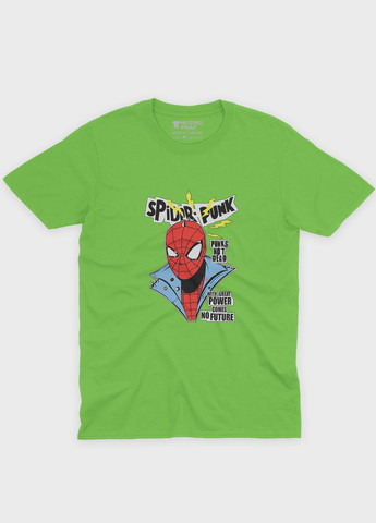 Салатова демісезонна футболка для хлопчика з принтом супергероя - людина-павук (ts001-1-kiw-006-014-017-b) Modno