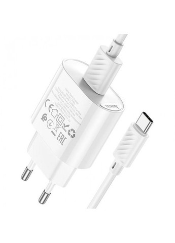 Зарядний пристрій C109A Fighter QC3.0 18W із кабелем Type C Білий MDR Hoco (371793751)