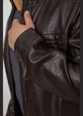 Коричнева демісезонна куртка чоловіча демісезонна екошкіра, колір коричневий, Ager