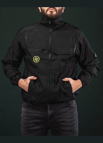 Чорна демісезонна вітровка Stone Island -win-4910