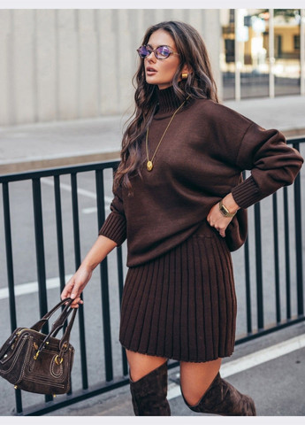 в'язаний костюм коричневого кольору зі спідницею Dressa (362699325)