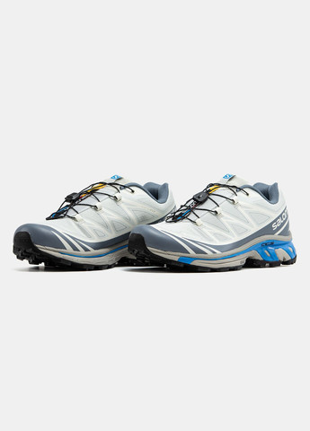 Белые демисезонные кроссовки мужские salomon xt-6 soft ground gore-tex white grey blue | саломон хт-6 белые No Brand