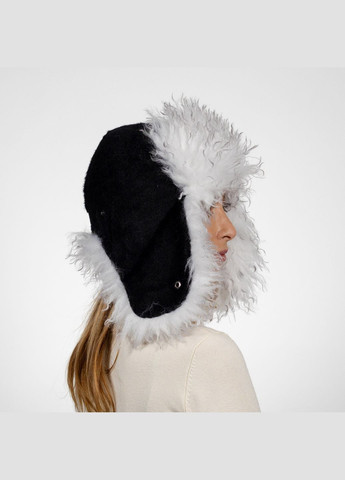 Шапка ушанка женская искусственный мех лама черно-белая ЛИЛИ LuckyLOOK 636-200 (322791157)