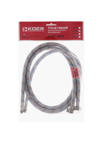 Гибкие шланги для смесителя Гайка 1/2'' - Штуцер M10 (100 см) 2 шт (JP0277) KOER (321193533)