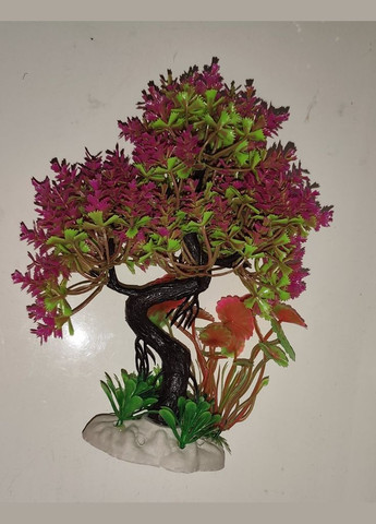 Растение водоросли искусственное, Декорация для аквариума 3в1 Бансай розовый 21х19х9 см No Brand (347067656)