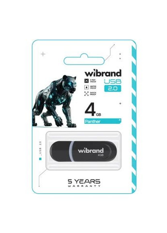 USB флеш накопичувач (WI2.0/PA4P2B) Wibrand 4GB Panther Black USB 2.0 (366663385)