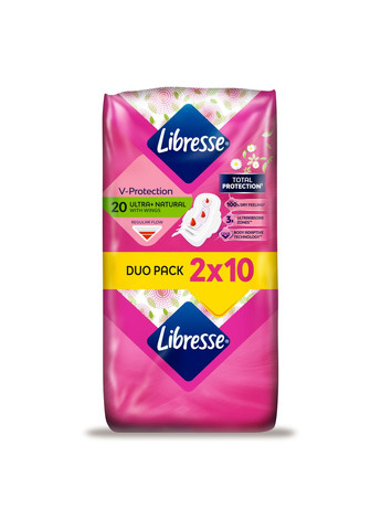 Прокладки гігієнічні Ultra Natural Wing Aloe Vera & Camomile, 20 шт. Libresse (328231450)