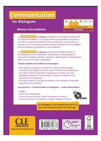 Communication en dialogues. Niveau intermédiaire A2/B1. Livre + CD CLE International (370108321)