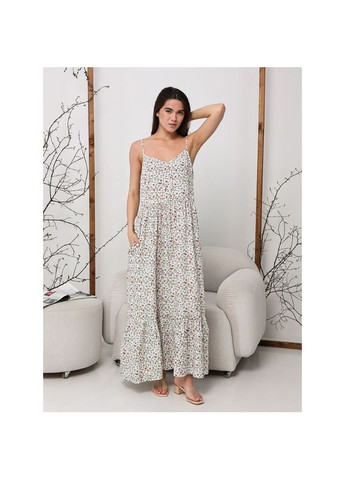 Молочна літній квітковий сарафан максі, розмір одягу s, колір молочно білий Badger
