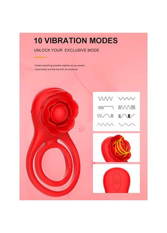 Смарт виброкольцо на пенис и мошонку Love Spouse "Роза" красный No Brand (372502368)